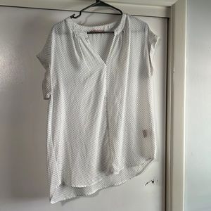 🍇 philosophy sheer short sleeve blouse, white black polka dots size medium